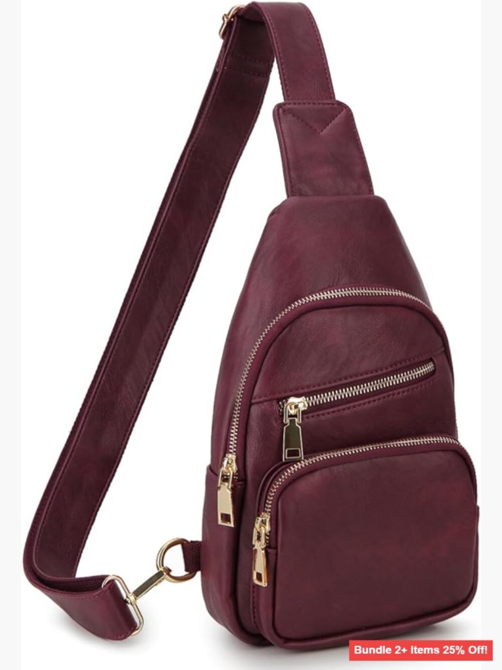 PU Leather Crossbody Sling Bag Adjustable Strap Multi-Pocket Travel Sports